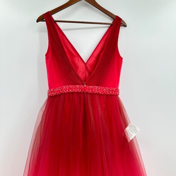 Mac Duggal 20378 Beaded Belt Red Ombre Tulle Dress Size 8 NWT - Picture 9 of 13